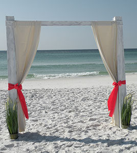Image of a 2 post distressed wood arbor - Marry Me In Destin