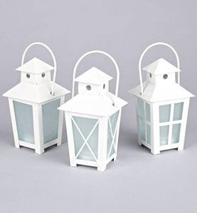Image of three white lantern for shepherds hook - Marry Me In Destin