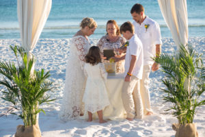 Mixing Sand at Beach Wedding